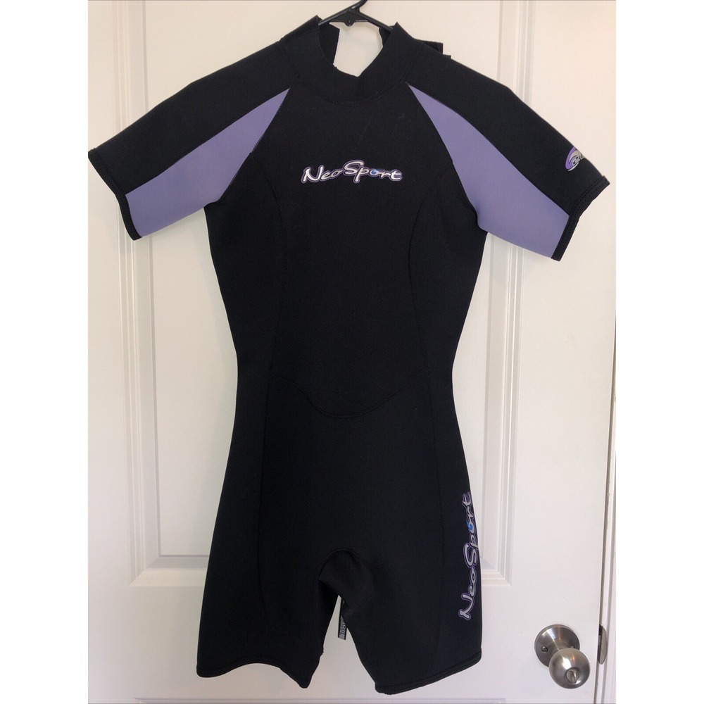 NeoSport 2MM Back Zip Women's Black  Wetsuit Short Sleeve Scuba Diving Size 6